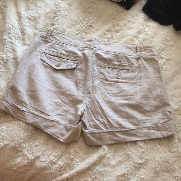 Express Cream Linen/Cotton Midi Shorts - Size 10 - Picture 2 of 6